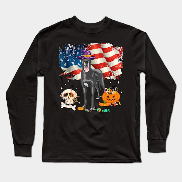 Funny great dane Dog Halloween Costume Gift Flag America Long Sleeve T-Shirt by frostelsinger